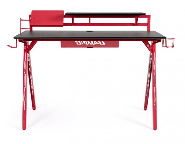 Scrivania Gaming 135,5x60x95 cm Gaming in MDF Rosso-Nero