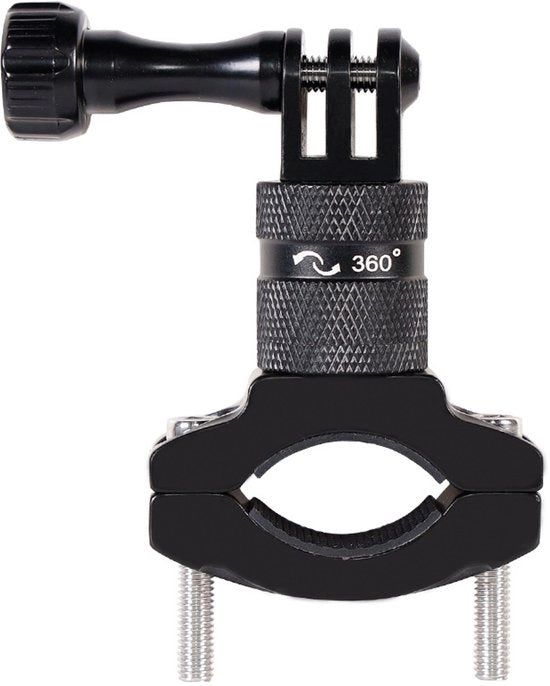 Supporto per camera da azione in alluminio universale con rotazione 360 gradi adatto per biciclette e motociclette, cintura di fissaggio, adattatore di fissaggio per registrazioni dinamiche di azione