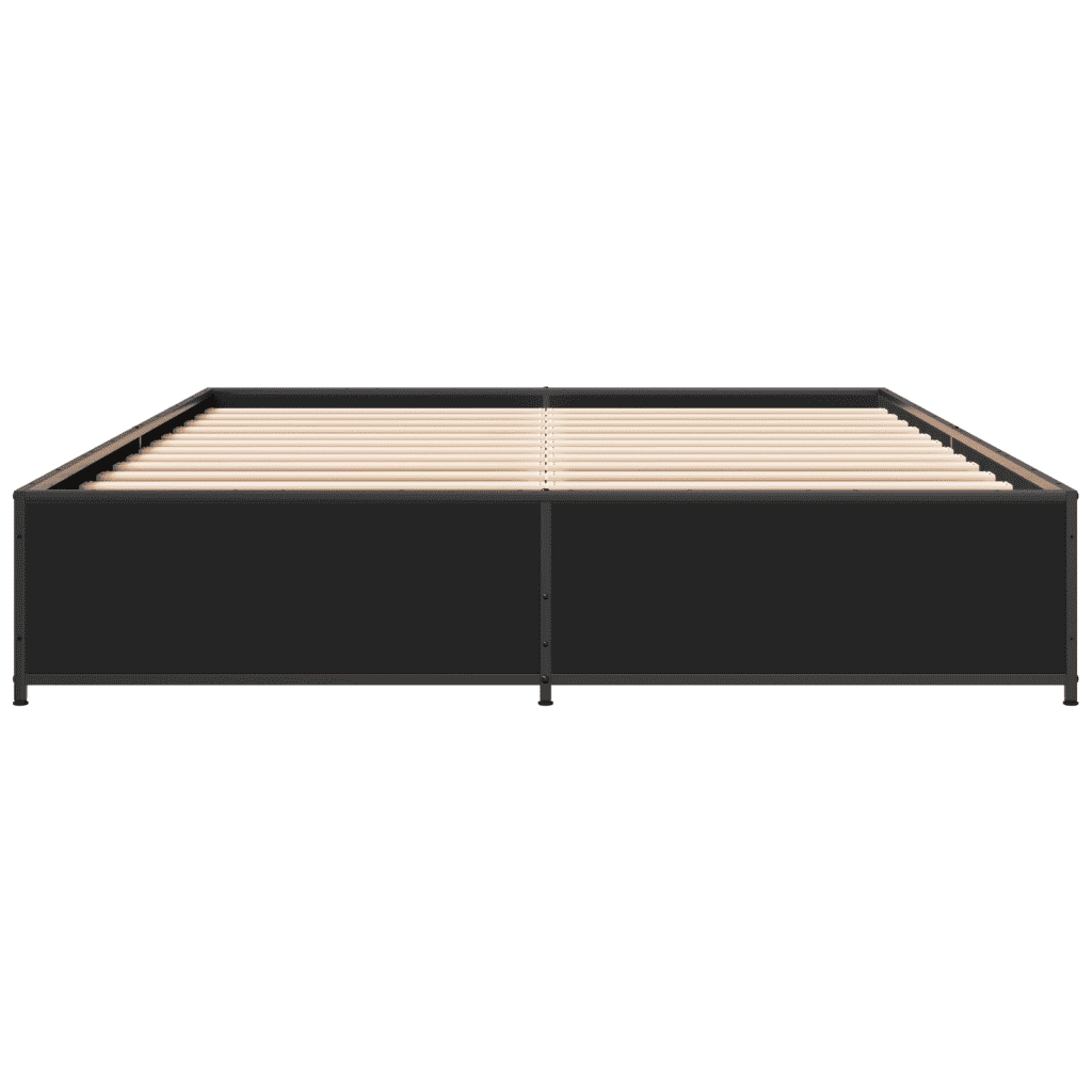 Giroletto Nero 140x200 cm in Legno Multistrato e Metallo