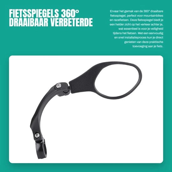 Specchio retrovisore 360° girevole per bicicletta da mountain bike - con telaio in acciaio inossidabile - facile da installare - specchio riflettente per bicicletta