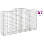 Cestini gabbioni recinzione a gabbia muro di contenimento ad arco 7 pezzi 300 x 50 x 160/180 cm ferro zincato argento 02_0041110