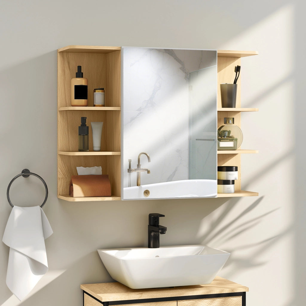 Specchiera Bagno con Armadietto e Ripiani ¨C Zephmum ¨C Legno 80x20x59 cm