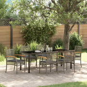 Set da Pranzo per Giardino 7 pcs Grigio e Nero Rattan 3380825