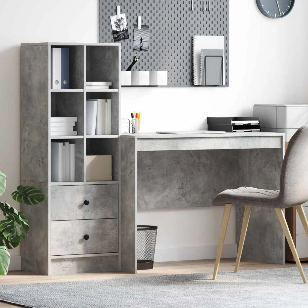 Scrivania con cassetto 2 pcs Grigio cemento 3337372