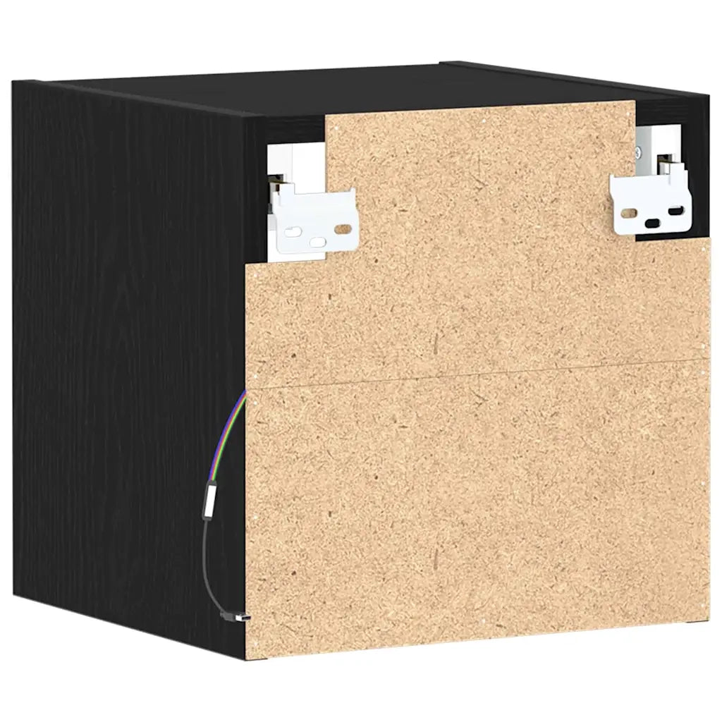 Armadio da letto | Comodino | Armadio da Notte | Mobiletto da notte a muro LED Nero 30 x 28,5 x 30 cm