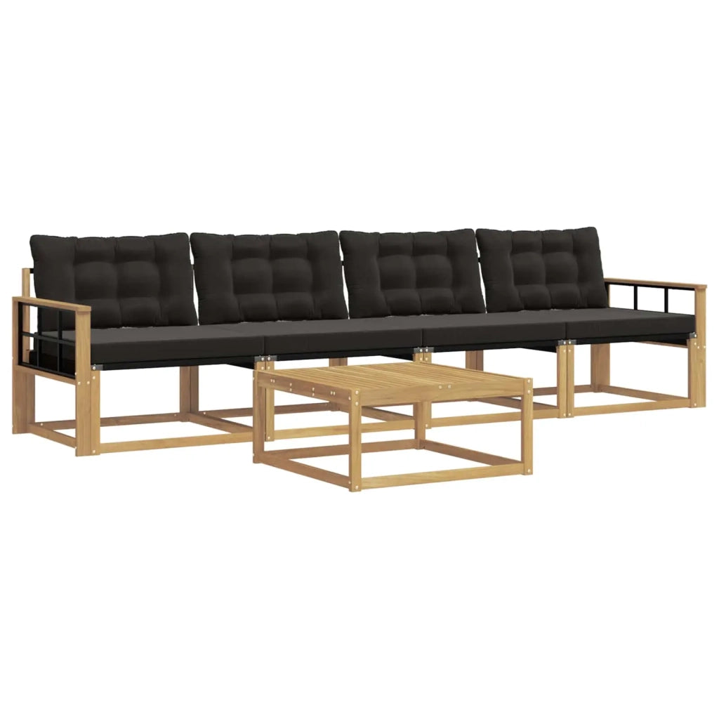 Set di divani da esterno 5 pz Bianco e Nero 3388402