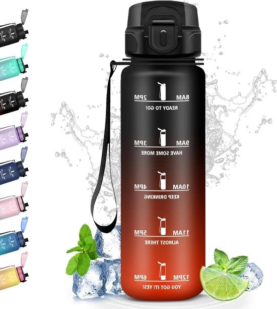 Ottima Onda per l'Addestramento - Bicchiere Sportivo con Filtro per Adulti - Bicchiere da 500ml con Tappo Ermetico per Escursionismo, Ciclismo, Campeggio, Yoga - Incluso Slogan Motivazionale e Tabella dei Tempi