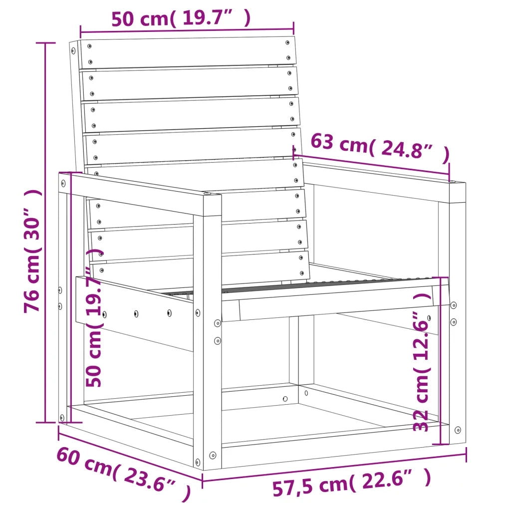 Set Salotto da Giardino 3 pz in Legno Massello di Douglas