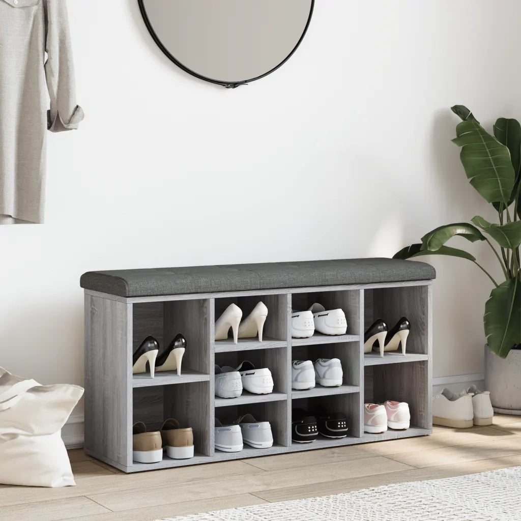 Panca Porta Scarpe-Sgabello-Panca Scarpiera Grigio Sonoma 102x32x50 cm Legno Multistrato 591739