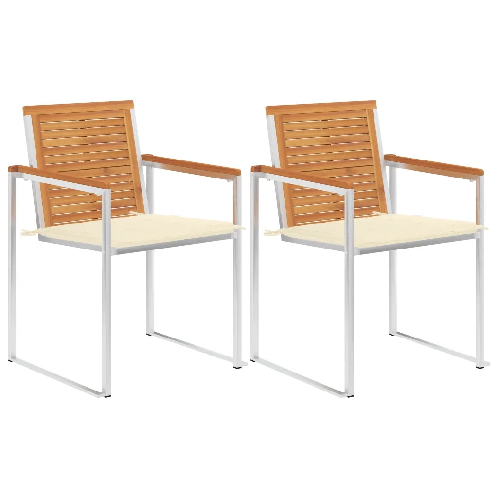 Sedie da Giardino 2 pz con Cuscini in Legno Acacia e Acciaio cod mxl 72313