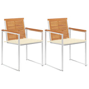 Sedie da Giardino 2 pz con Cuscini in Legno Acacia e Acciaio cod mxl 72313