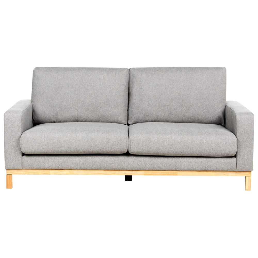 Divano 2 posti in tessuto grigio con gambe in legno chiaro soggiorno stile moderno