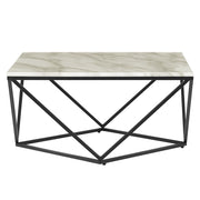 Tavolino da caffè di colore beige nero 80 x 80 cm MDF effetto marmo soggiorno