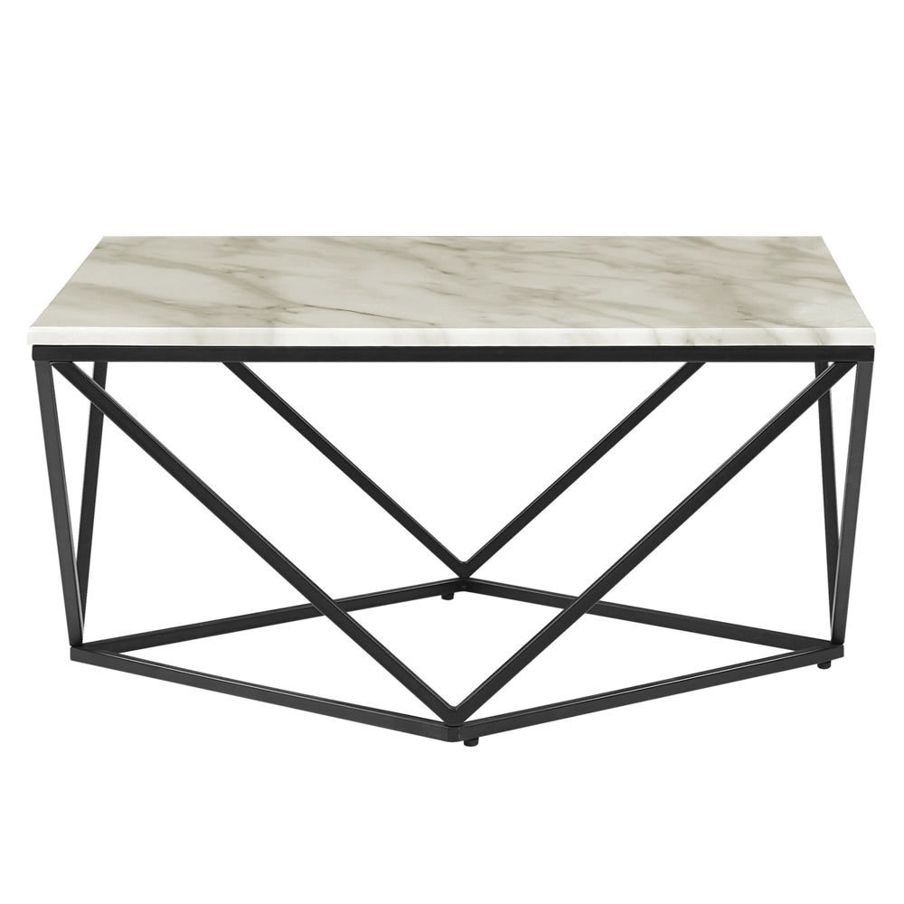 Tavolino da caffè di colore beige nero 80 x 80 cm MDF effetto marmo soggiorno