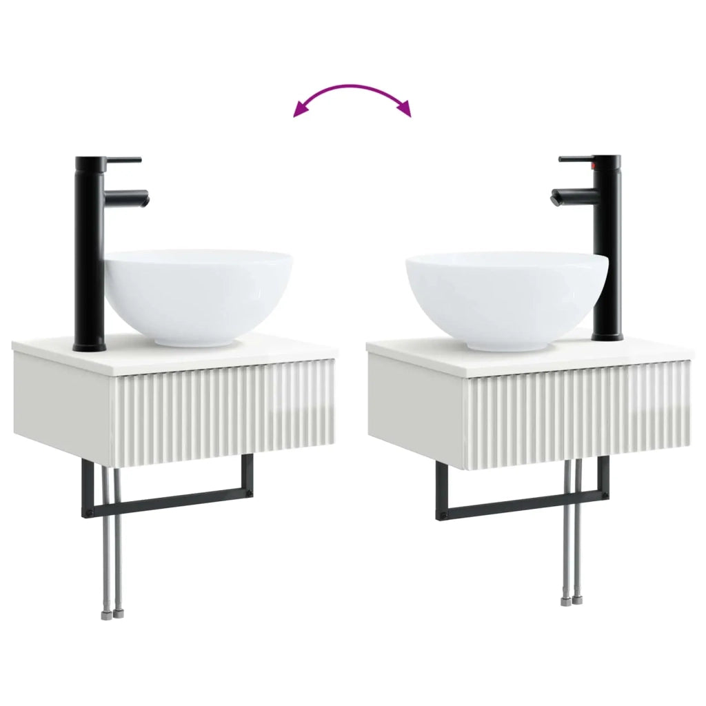 Set di mobili per il bagno 2 pz Bianco Lucido 3406097