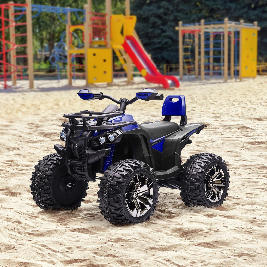 Quad Elettrico per Bambini 3-5 Anni a 12V con Fari e Pedale, in PP e Metallo 100x65x73 cm, Blu