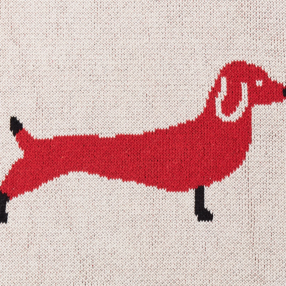 Coperta in cotone beige e rosso 130 x 180 cm Lancio per il letto Accogliente motivo cane Camera da letto Camera dei bambini Design moderno