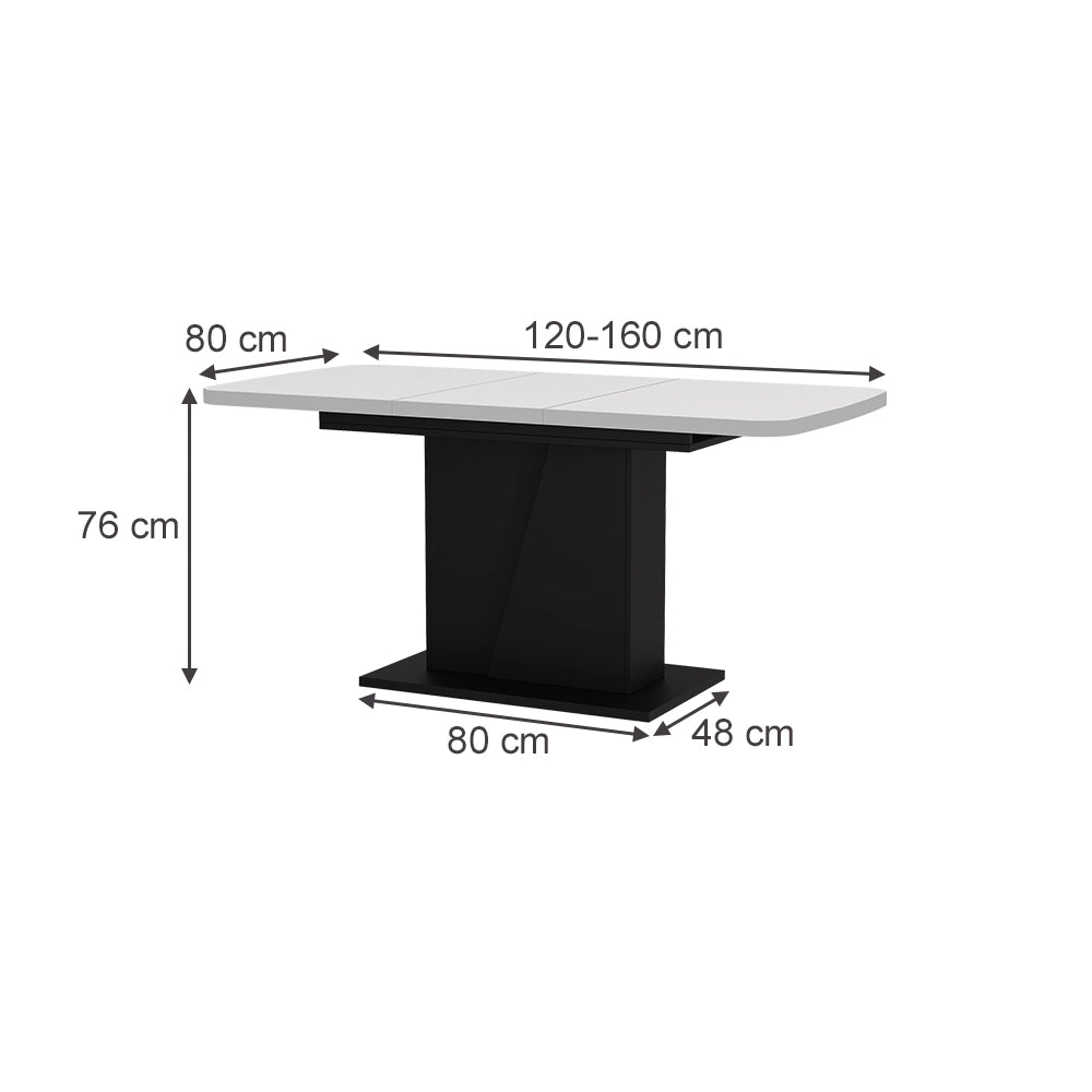 Vicco Tavolo da pranzo Estensibile Bianco/nero 120/160 x 80 cm