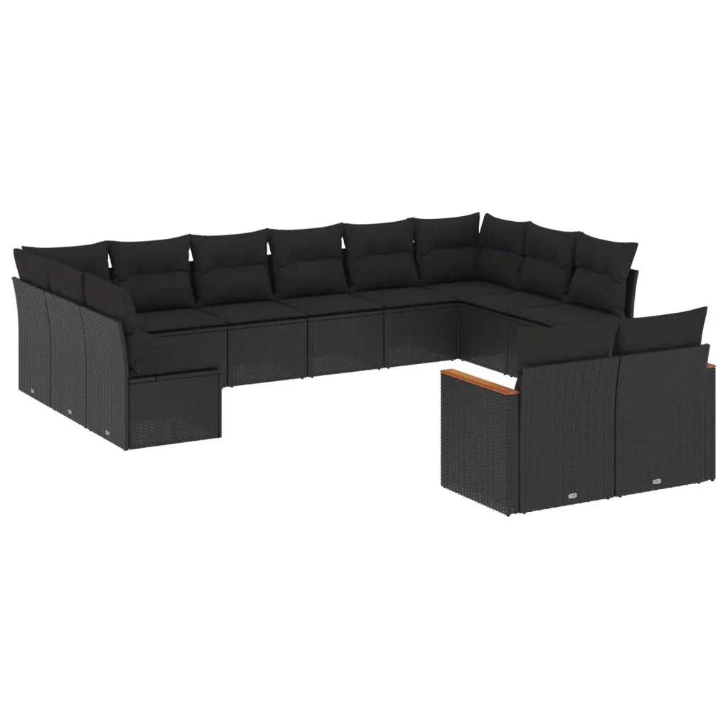 Set Divani da Giardino 12 pz con Cuscini Nero in Polyrattan 3258842