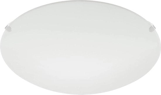 Lampada da soffitto in acciaio con fonte di luce e vetro bianco: incastrata in E27