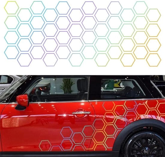 Set di 48 Autosticker con Disegno a Scacchiera - Idonei per l'Uso Esterno - Decorativi e Divertenti - Facili da Applicare - Per l'Automobilismo