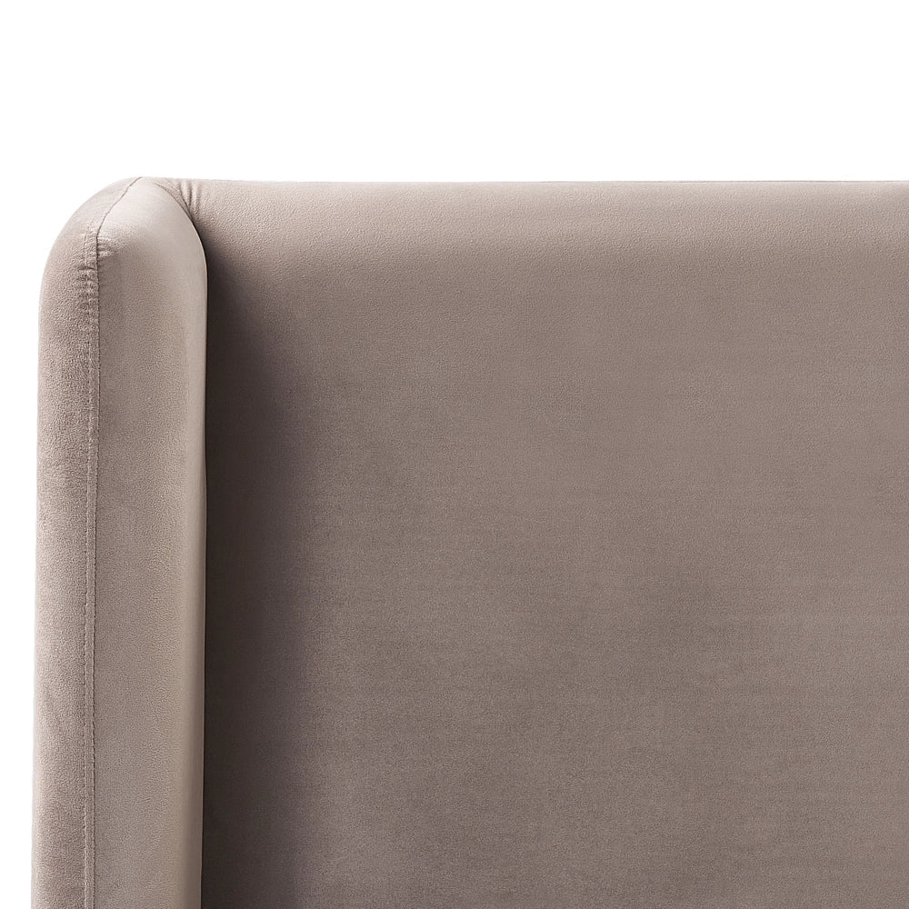 Letto con rete a doghe velluto tortora 180 x 200 cm testiera e gambe nere camera da letto soggiorno