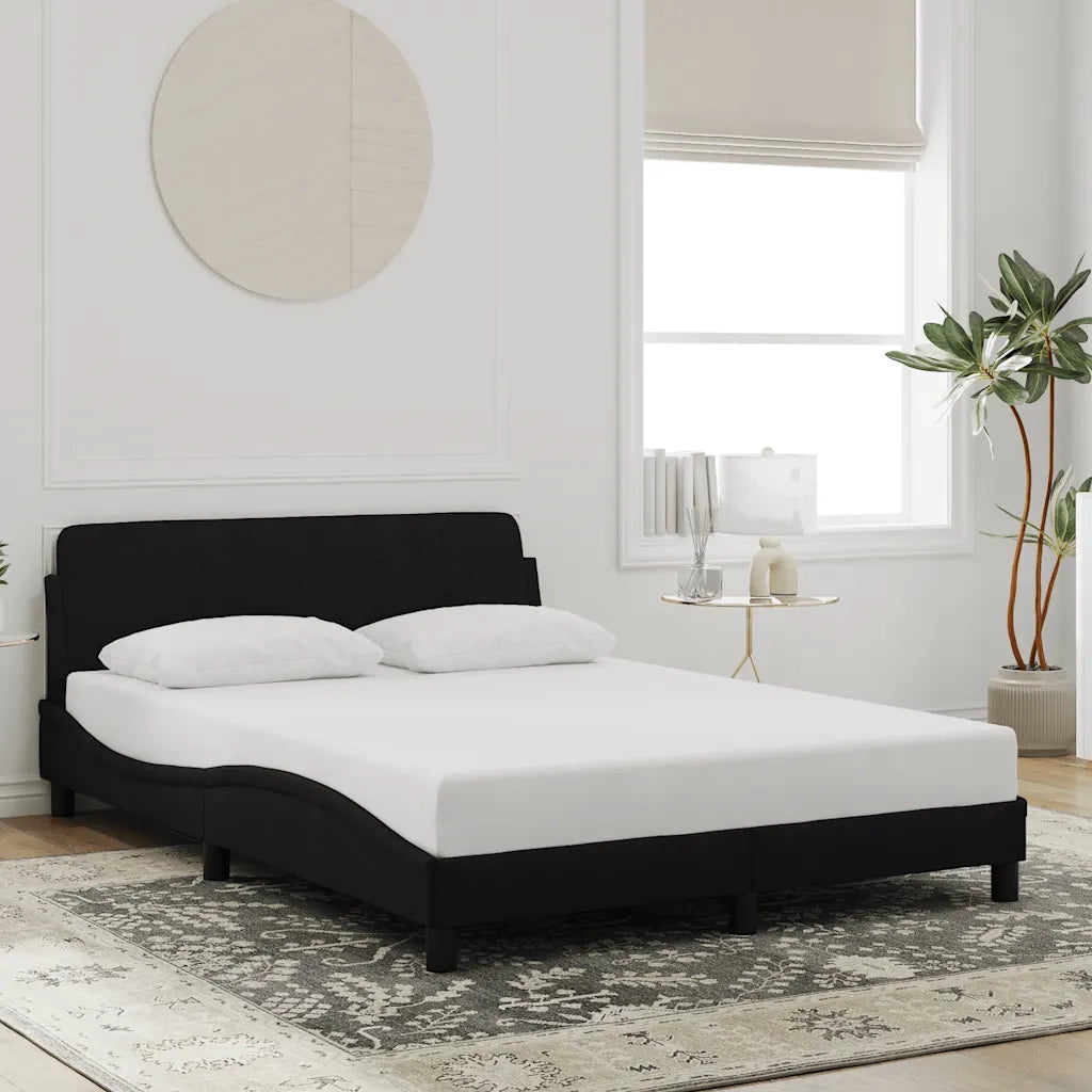 Giroletto senza Materasso Nero 140x190 cm in Velluto