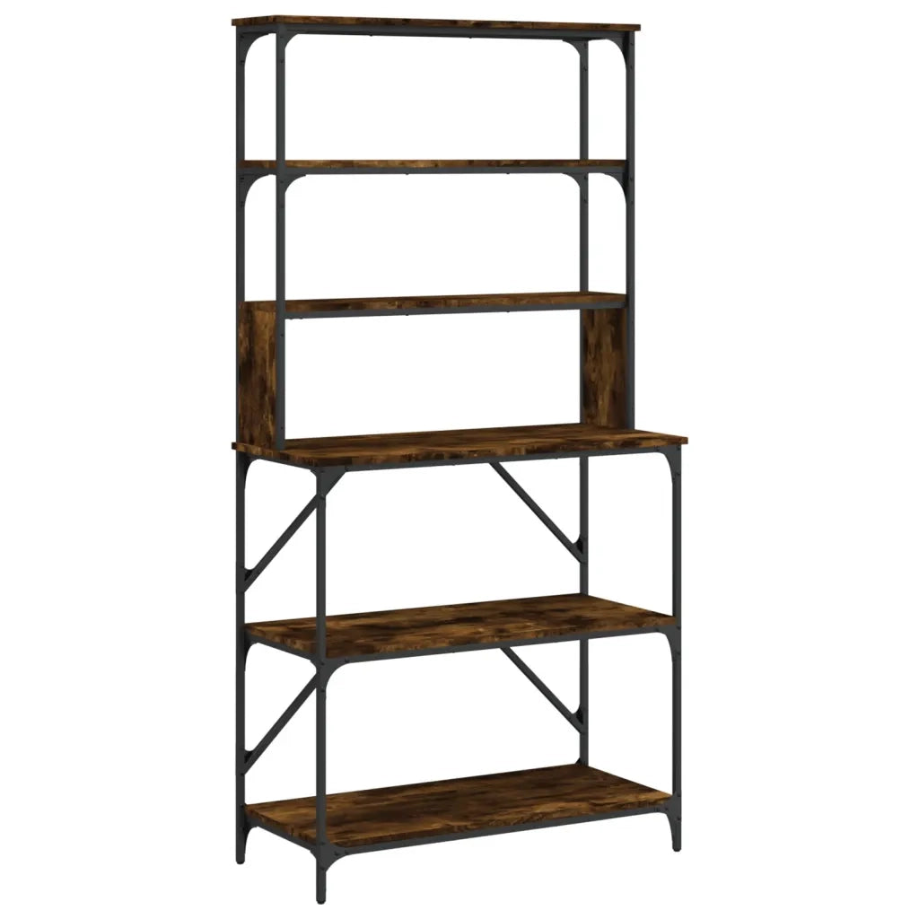 Mensola da cucina-Scaffale Cucina 6 Ripiani Rovere Fumo 90x40x180cm Multistrato