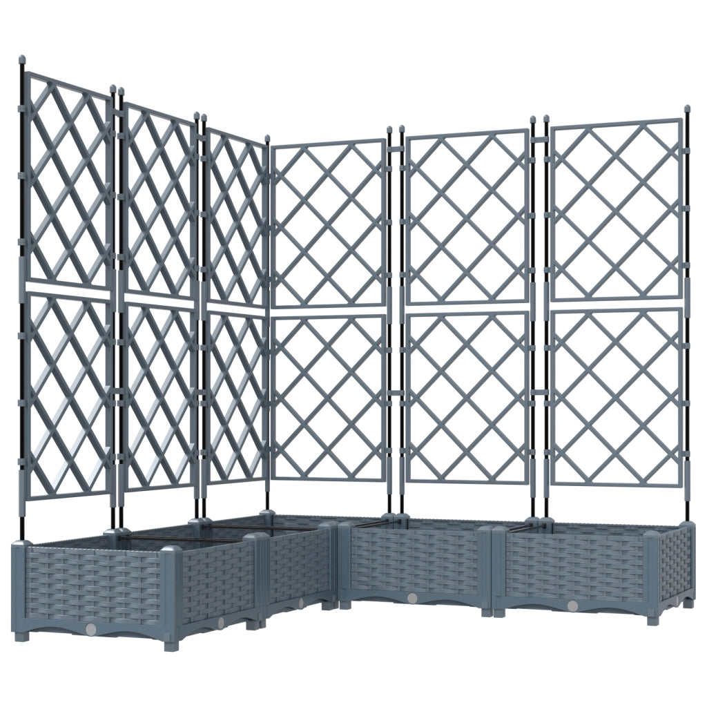 Vaso da Giardino con Trellis 5 pz Grigio Chiaro 120x120x125.5 cm