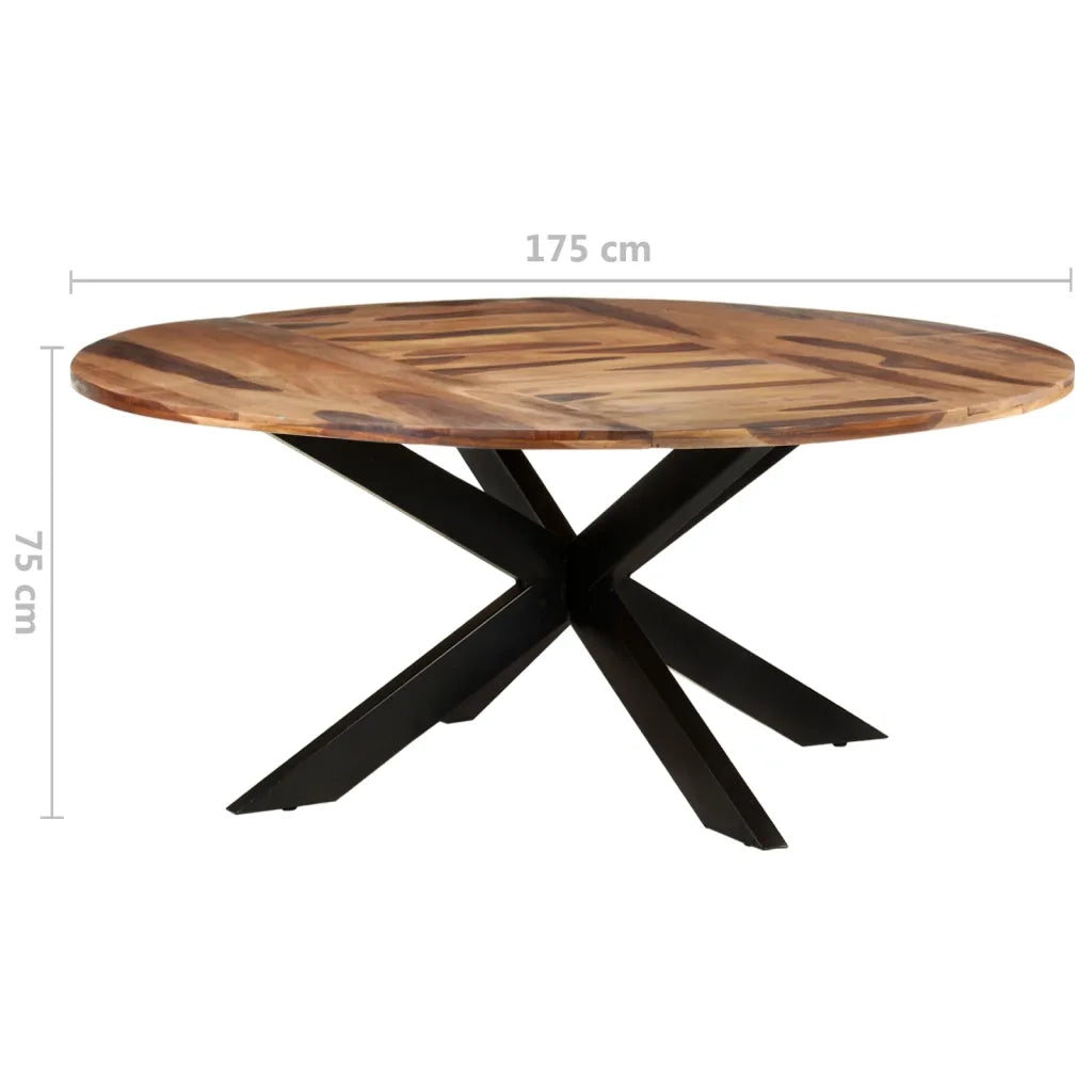 Tavolo Pranzo Rotondo 175x75 cm Legno di Acacia Finitura Ambra 321686