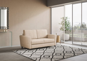 Divano 2 Posti 152x85x85 cm Yasel in Tessuto Beige