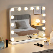 ZMH Specchio per il trucco illuminato a LED 50x40cm 3 modalit¨¤ di illuminazione regolabili con una semplice pressione