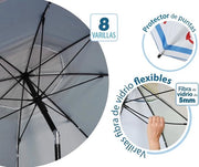 Parasole da spiaggia Ø 200 cm in alluminio modello anker e sterzo SPF 50+ - Blu - 200 cm
