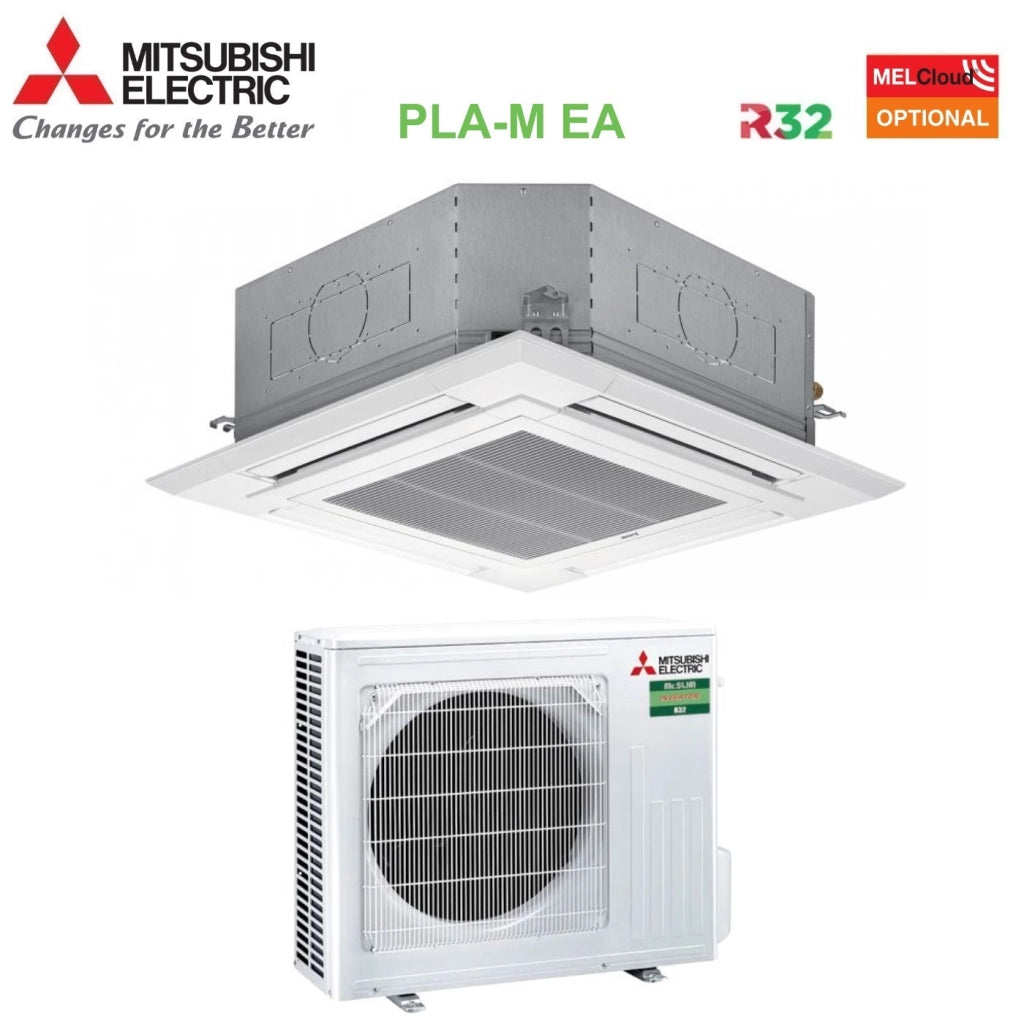 Climatizzatore Condizionatore Mitsubishi Electric Cassetta 90x90 a 4 Vie 18000 Btu PLA-M50EA + SUZ-M50VA R-32 Wi-Fi Optional con Griglia Inclusa