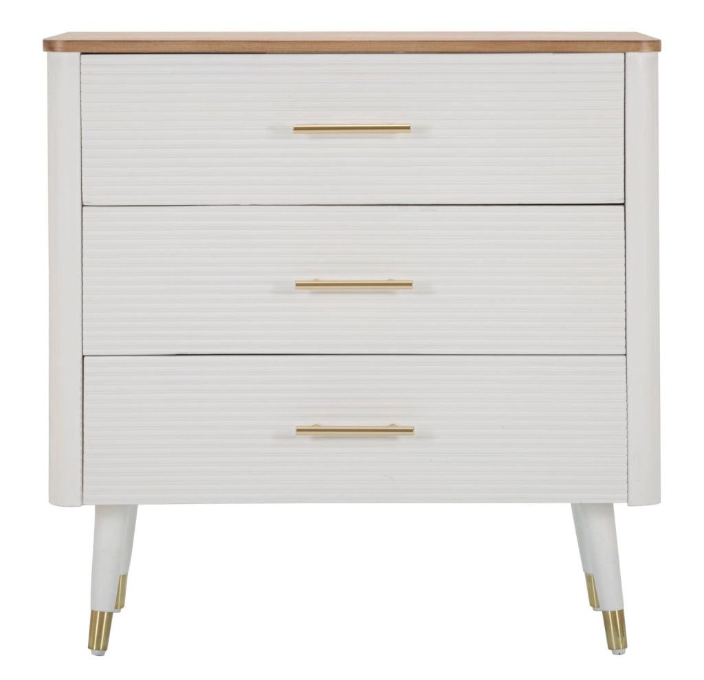 Comò Matera 78x80x37 cm in Legno MDF e Ferro Bianco/Marrone