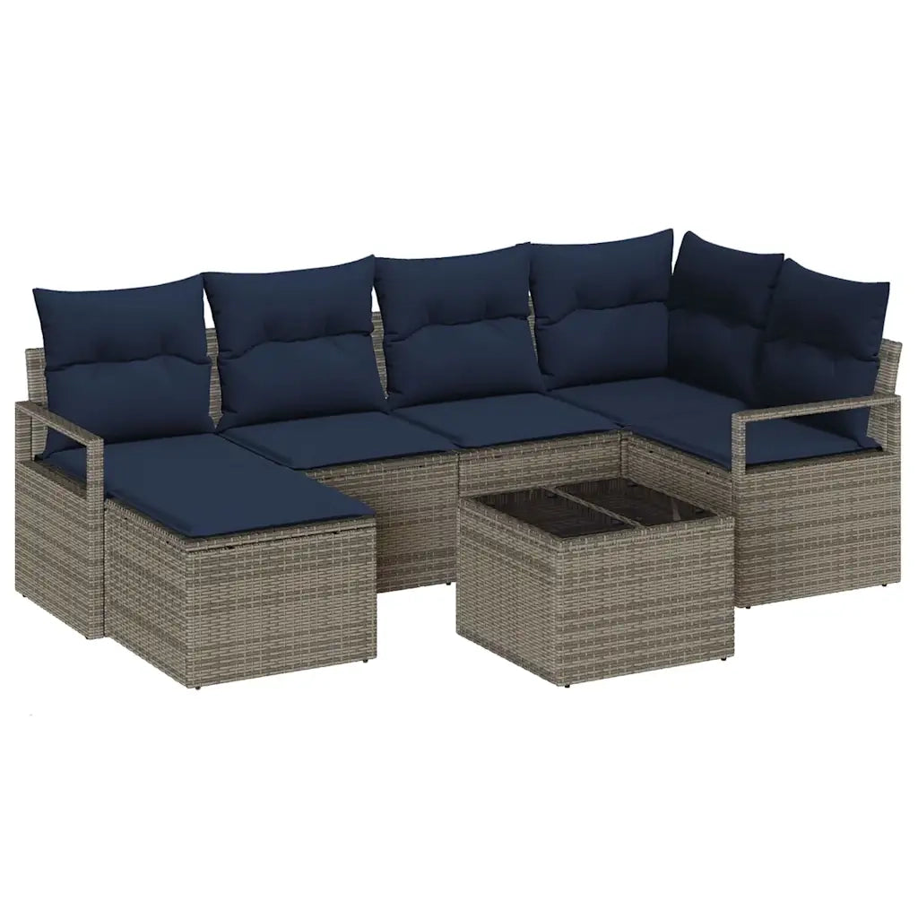 Set di divani con cuscino 7 pcs Grigio polyrattan
