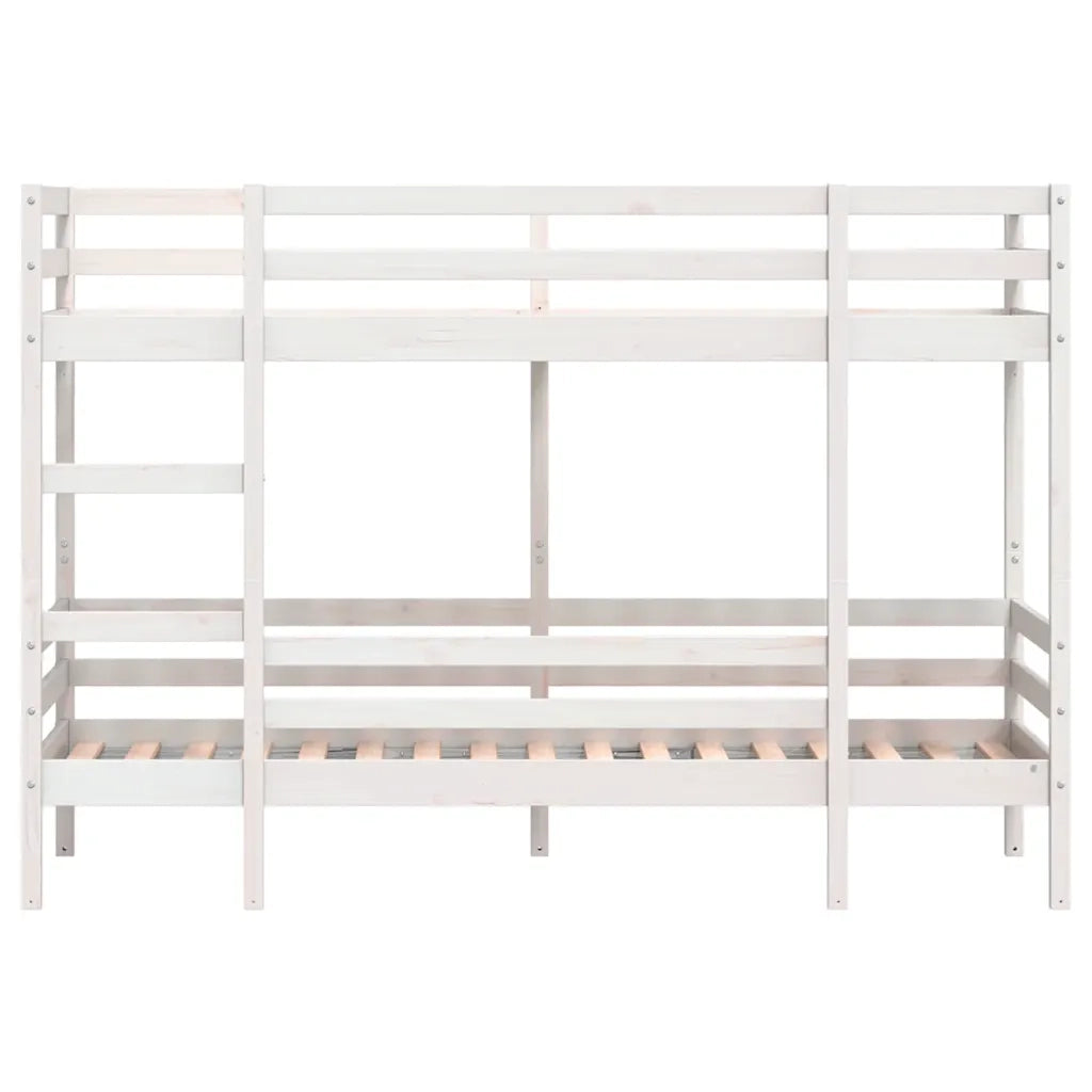Letto singolo | Letto per adulti | Letto a Castello Bianco 80x200 cm in Legno Massello di Pino