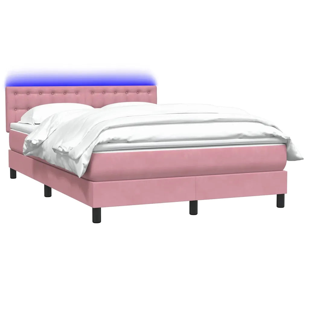 Letto a Molle con Materasso e LED Rosa 140x220 cm in Velluto 3317318