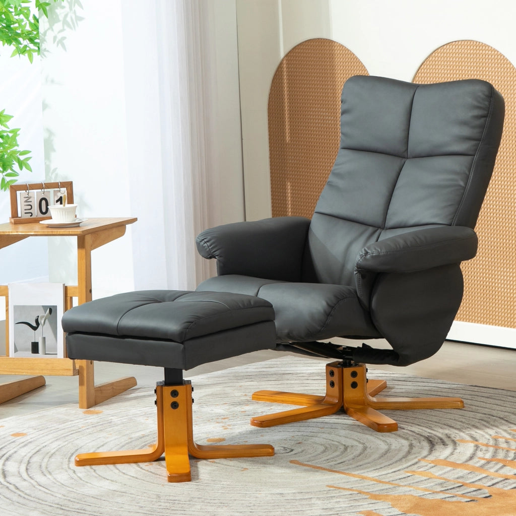 Poltrona relax con poggiapiedi ¨C Xylo ¨C similpelle grigio scuro, reclinabile 145¡ã, girevole 360¡ã