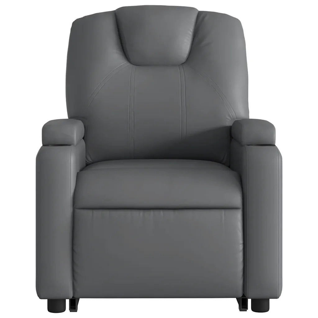 Poltrona | Sedia Relax Alzapersona Reclinabile Grigio in Similpelle