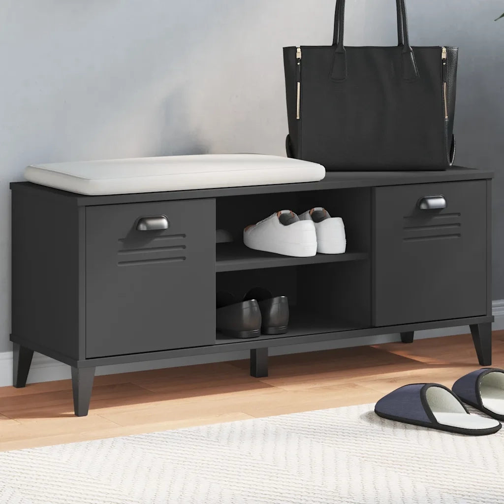 Panca Porta Scarpe | Scarpiera | Mobile per scarpe VIKEN Nera 106x35x45 cm Legno Multistrato