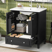 Mobile bagno nero con lavabo in ceramica 76x46x87 cm