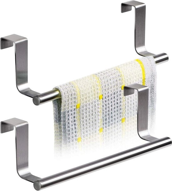 Porta asciugamani in acciaio inossidabile per cucina - 23CM - Set da 2 pezzi - Porta asciugamani in acciaio inossidabile - Soluzione di archiviazione pratica