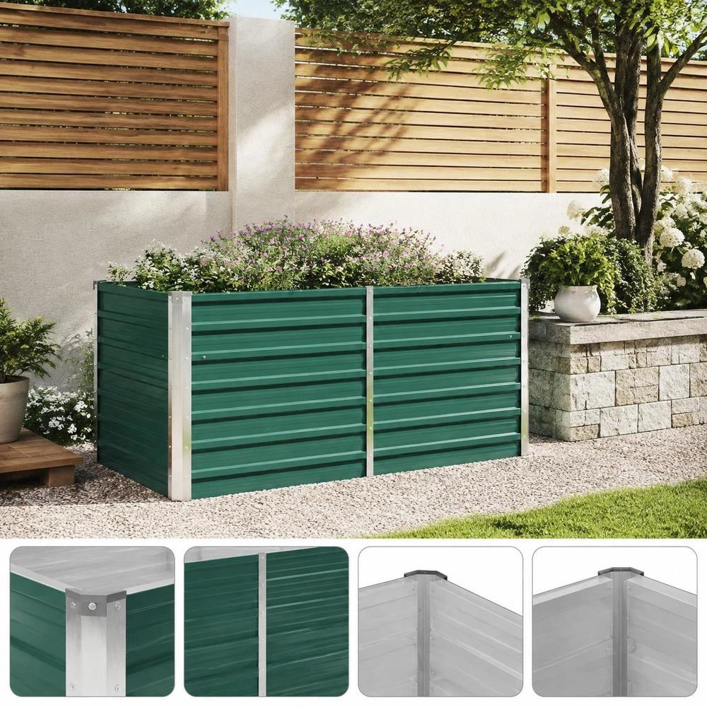 Raised Bed 160 X 80 X 77 Cm Galvanized Steel Green