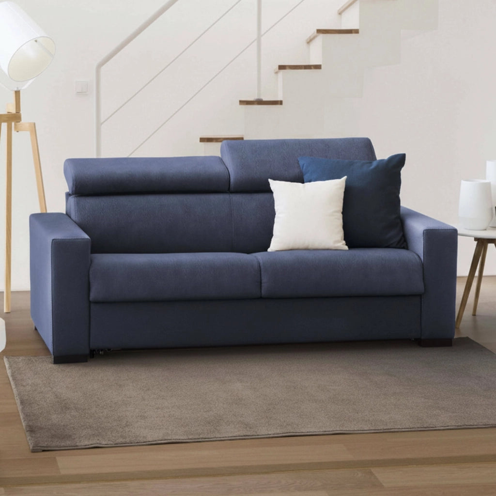 Alinia, Divano Letto 2 Posti Sfoderabile Made in Italy, 160x95 cm blu