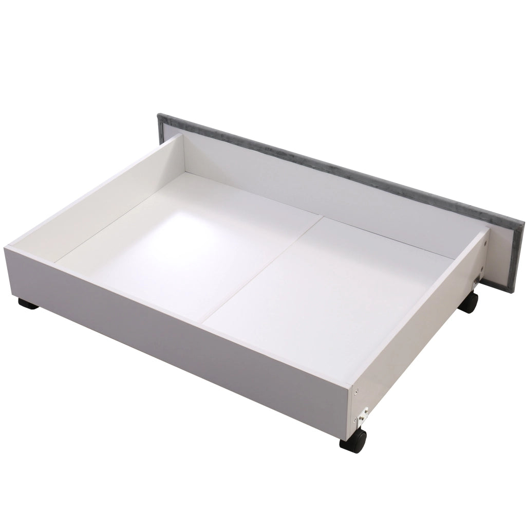Letto matrimoniale in velluto grigio 140x200 cm con 2 cassetti e rete a doghe