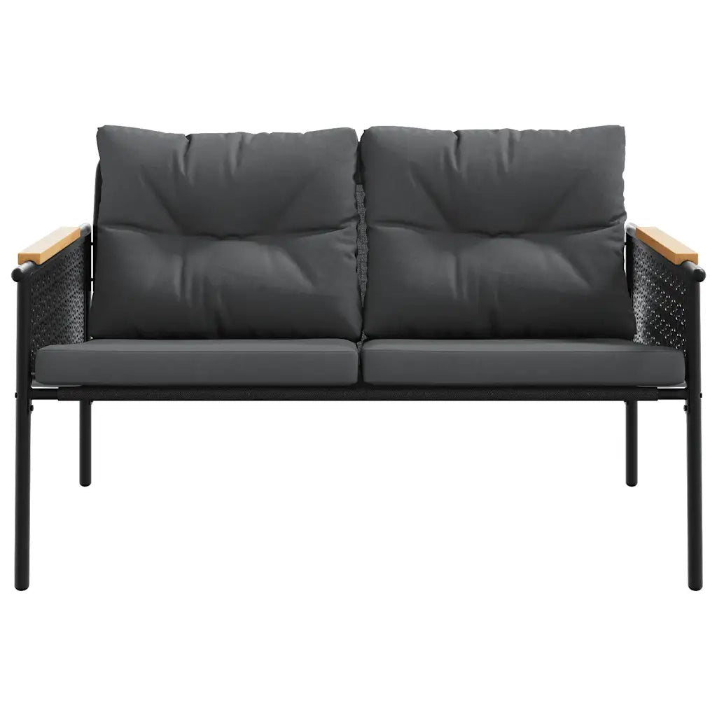 Set Mobili da Balcone 5 pz con Cuscini Nero in Acciaio 3283636