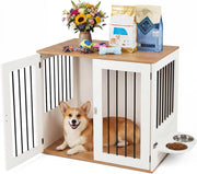 Cuccia per Cani da Interno, Gabbia per Cane Piccolo e Midio con 2 Ciotole Girevoli, 2 Porte e Chiusura di Sicurezza, Casetta per Cuccioli, 80 x 66,5 x 71,5 cm