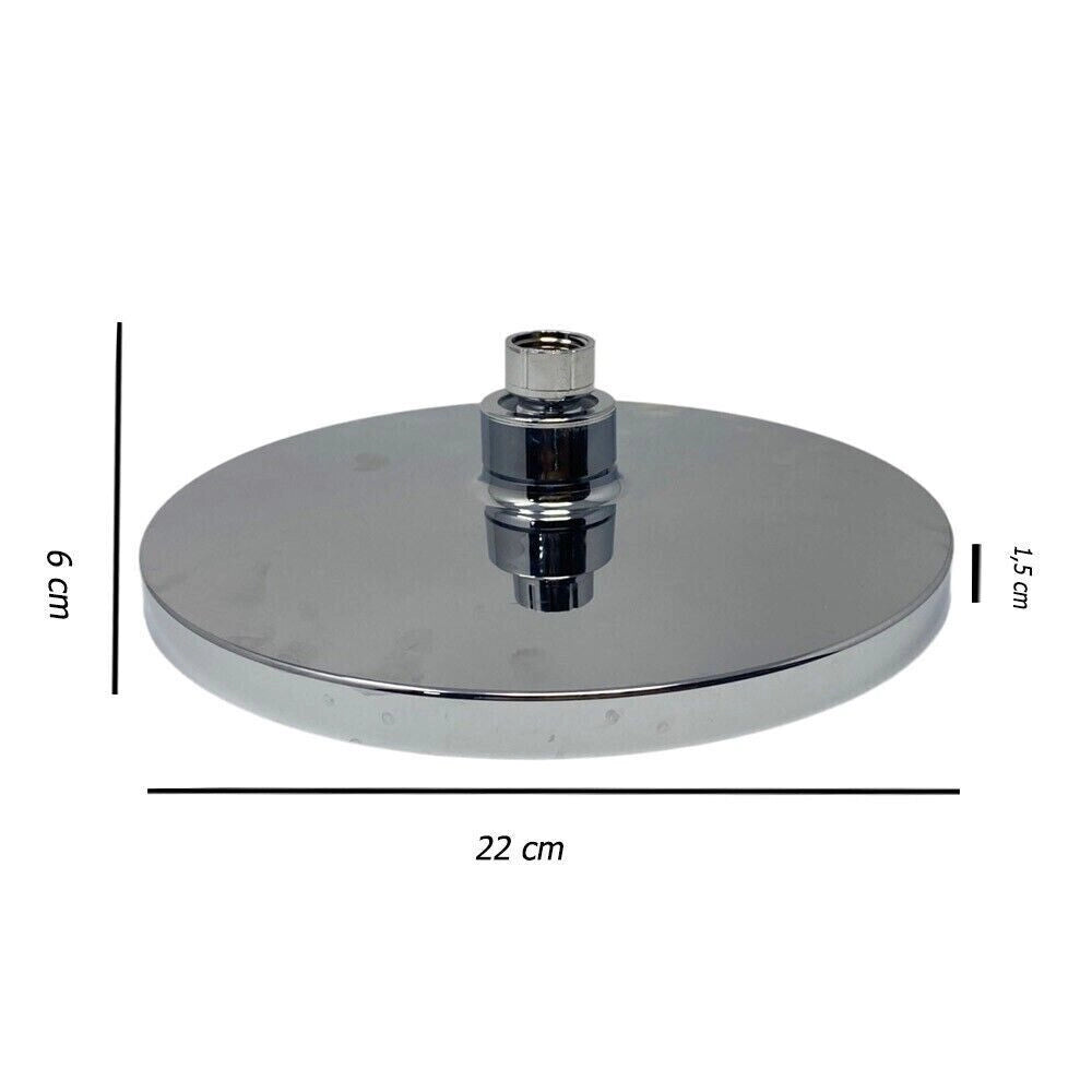 Soffione doccia cromato tondo 22 x 22cm effetto pioggia attacco 1/2"  79371