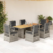 Set da Pranzo da Giardino 7 pz con Cuscini in Polyrattan Grigio 3262930
